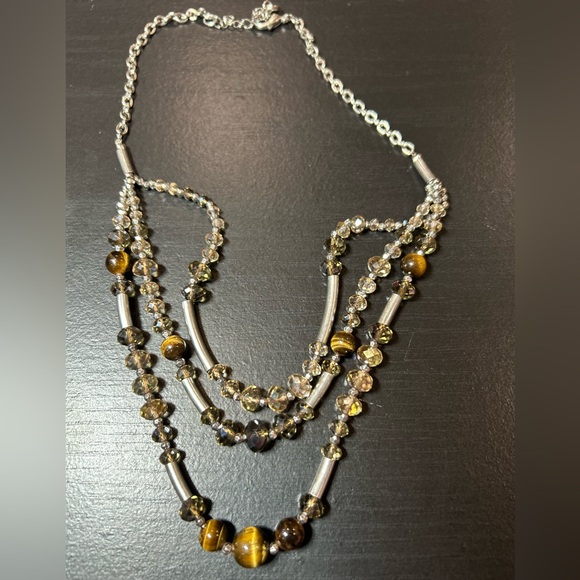 Loft Silver Tone 3 Strand Beaded Necklace - Picture 4 of 8